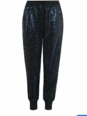 Kendall & Kylie Black Sequin Jogger Pants 0512